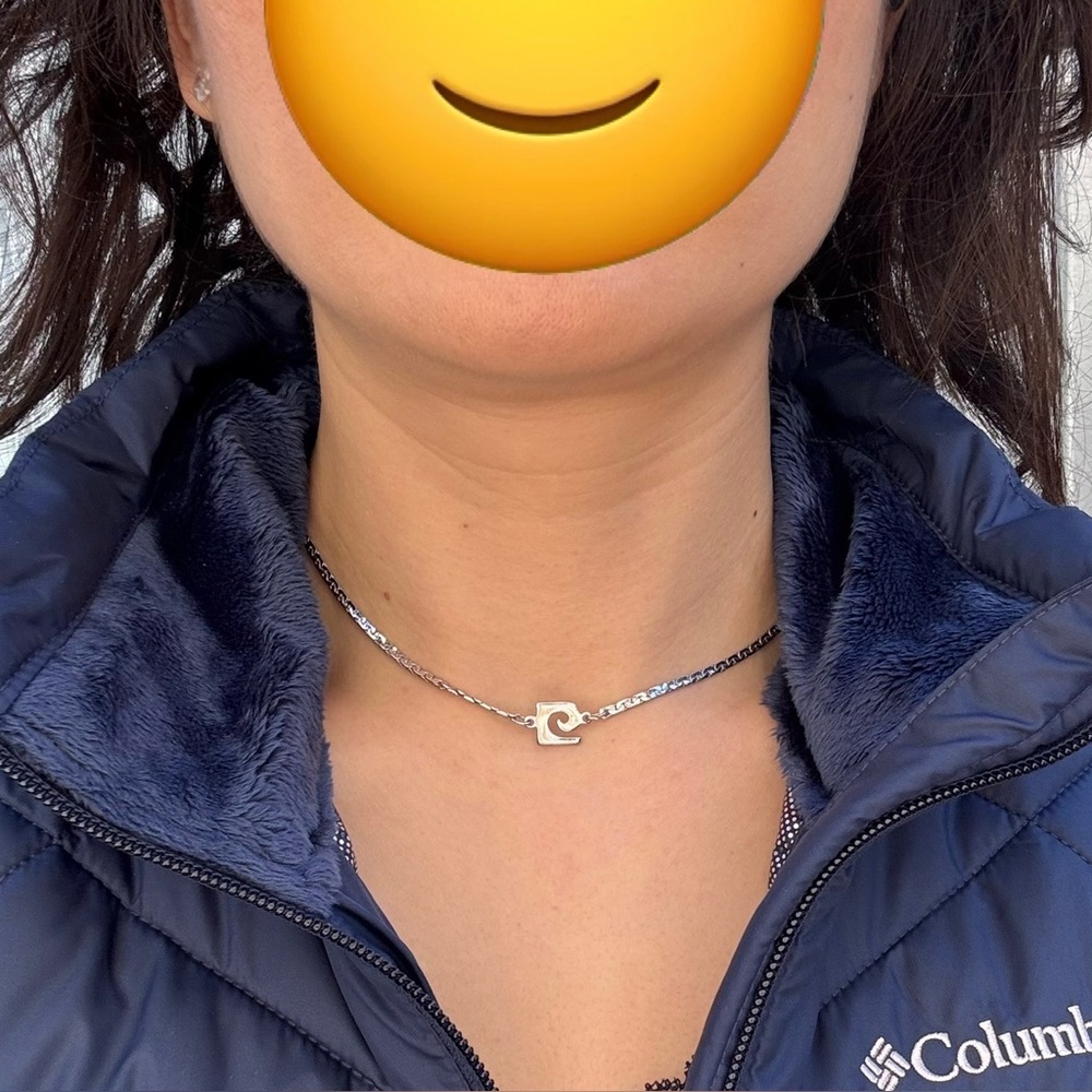 Wave Rip Curl Silver Tone Choker Necklace
